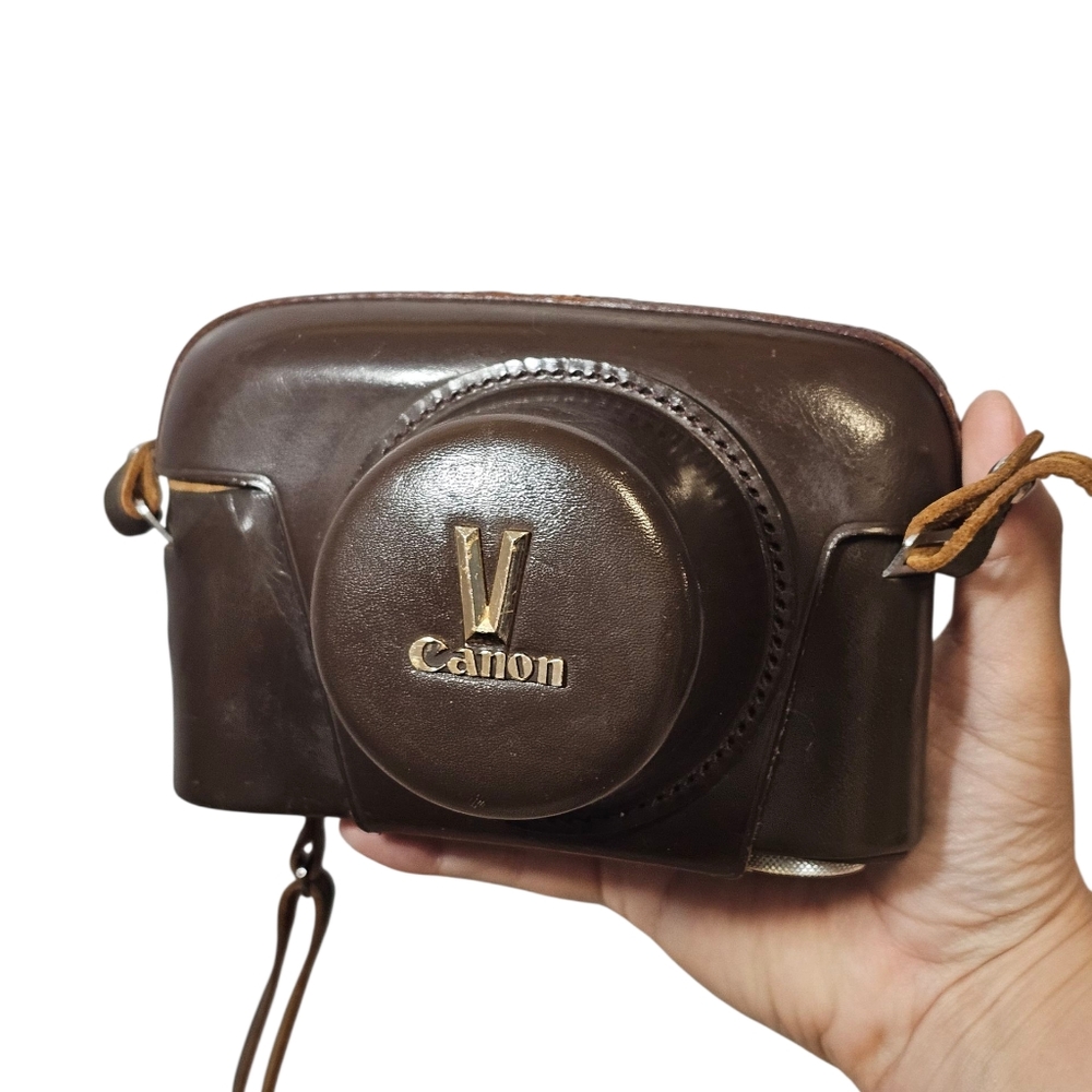Vintage 1950's Canon VT De Luxe Z Rangefinder Brown Leather Camera Case W/ Strap